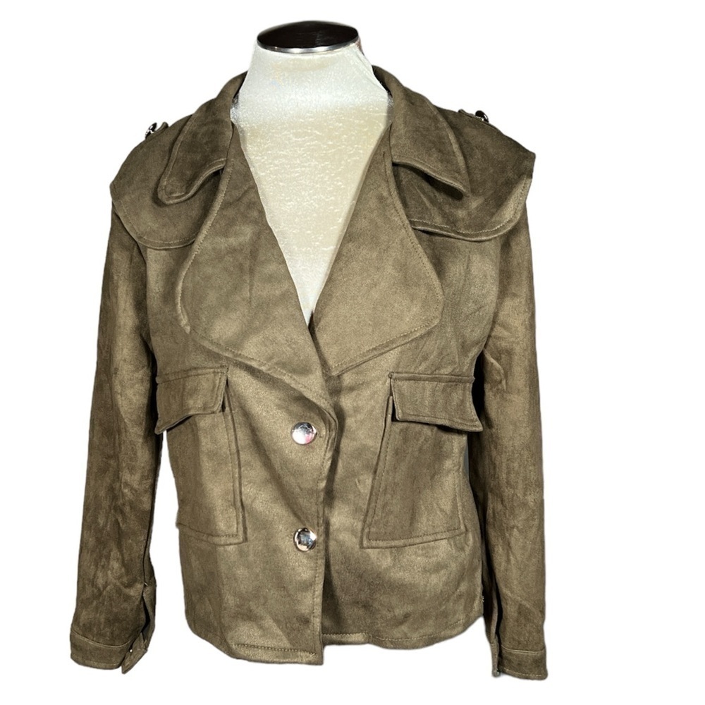 Coeur de Vague faux suede green military cropped jacket 2XL